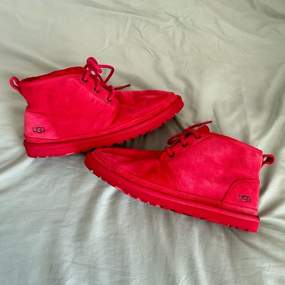 🩷UGG CLASSIC WINTER MINI BOOTS SLIPPERS RED NEUMEL BOOTS WINTER WOOL LINING - Picture 2 of 9